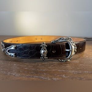 Brighton‎ Brown with Silver Buckle and Accents Leather Belt